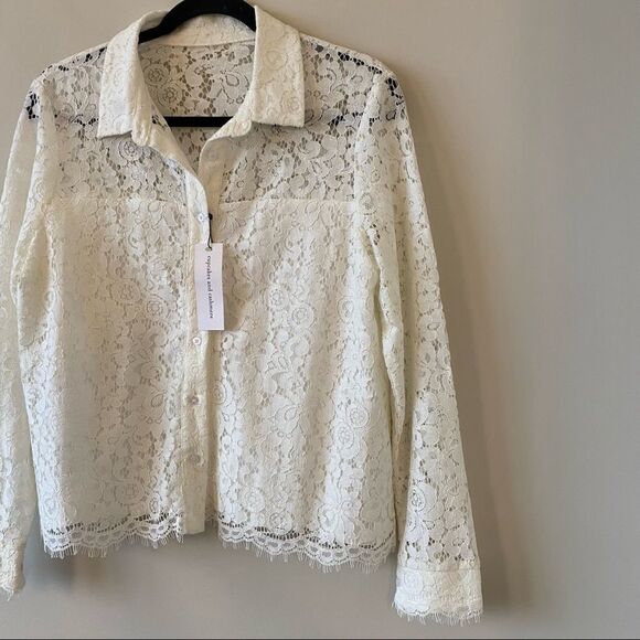 NWT-CUPCAKES & Cashmere Rosella Lace Collared Blouse (Size:Medium) - Picture 5 of 15